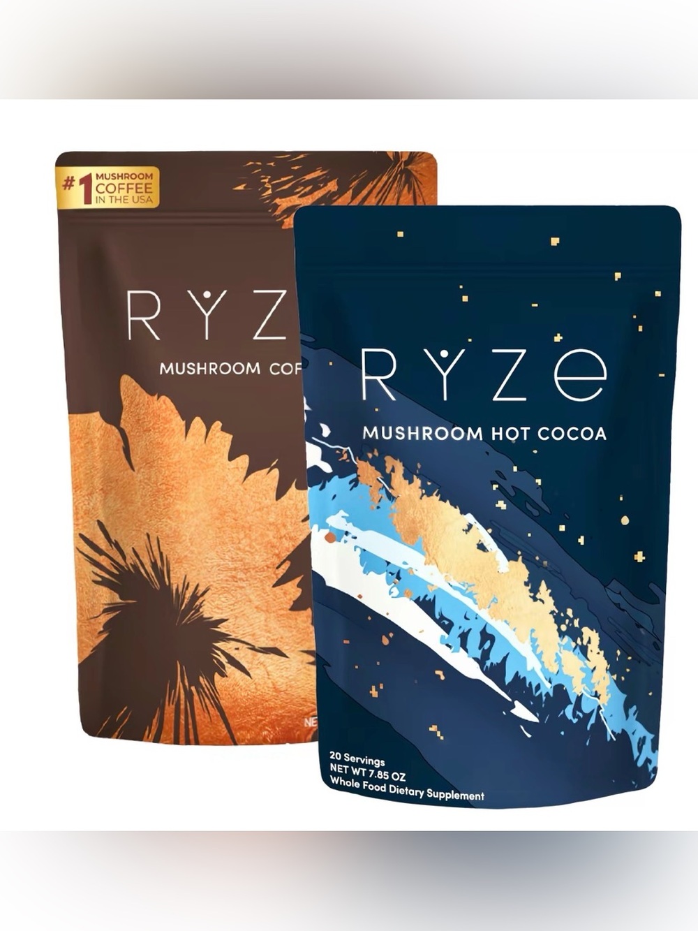 NIB Ryze Day/Night Bundle Mushroom Coffee & Hot Cocoa